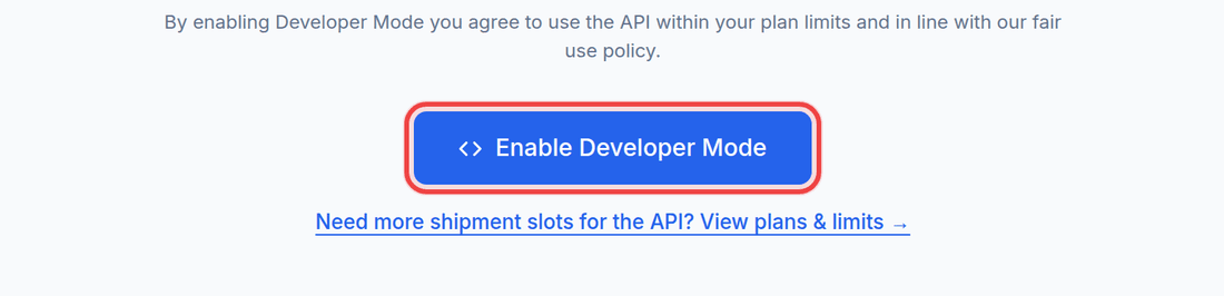 The Developer page with the Enable Developer Mode button outlined in red.